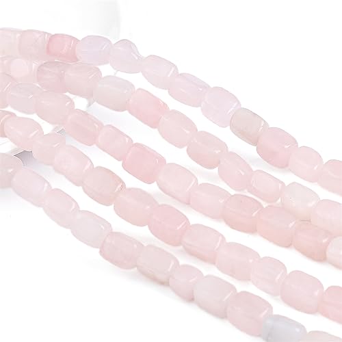 Natural Rose Quartz Cuboid Stone Loose Semi Gemstone Beads for Jewelry Making 8mmx12mm 38cm (33 Count)