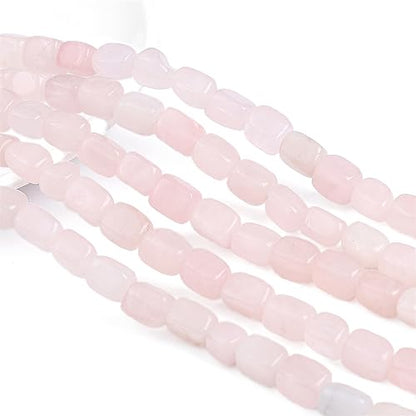 Natural Rose Quartz Cuboid Stone Loose Semi Gemstone Beads for Jewelry Making 8mmx12mm 38cm (33 Count)