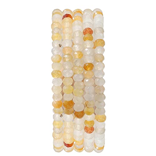 Natural Yellow Jade Beads 4x2mm 120pcs Faceted Rondelle Loose Semi Gemstone Beads for Jewelry Making Design (120 Count)