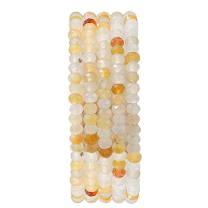Natural Yellow Jade Beads 4x2mm 120pcs Faceted Rondelle Loose Semi Gemstone Beads for Jewelry Making Design (120 Count)