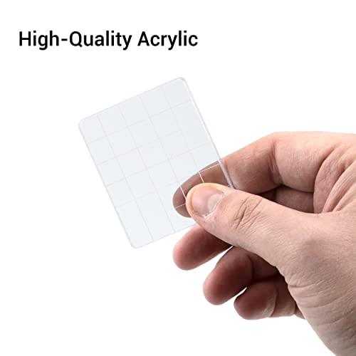 6 Pieces Stamp Block Clear Acrylic Stamping Blocks Tools Set with Grid Lines for DIY Crafts Scrapbooking Card Making Ornaments Stamping Projects (6 Count)