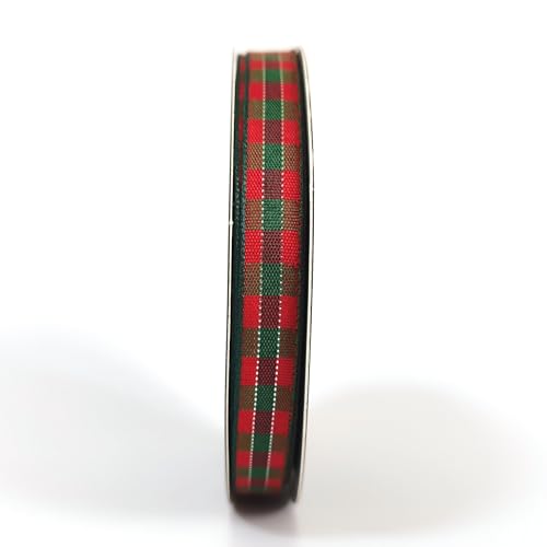 X'Mas Gingham Ribbon Green Red Metallic Gingham Ribbon 25 Yards Each Roll 100% Polyester