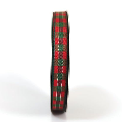 X'Mas Gingham Ribbon Green Red Metallic Gingham Ribbon 25 Yards Each Roll 100% Polyester