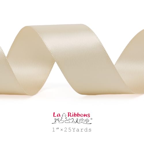 Nude Satin Ribbon 1 Inch 25 Yards Double Faced Silk Ribbon for Flower Bouquet Crafts Gift Wrapping Wedding Party Decoration