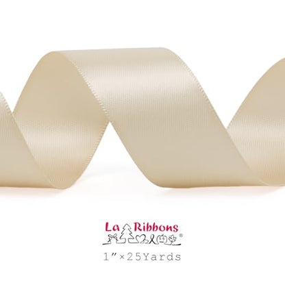 Nude Satin Ribbon 1 Inch 25 Yards Double Faced Silk Ribbon for Flower Bouquet Crafts Gift Wrapping Wedding Party Decoration