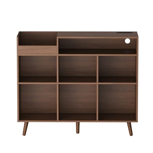 Large Record Player Stand with Vinyl Storage Cabinet