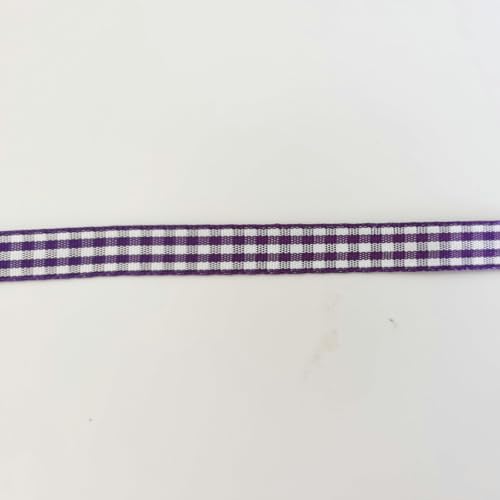 Dark Purple and White Woven Edge Plaid Ribbon 100% Polyester Gingham Ribbon 25 Yards Each Roll (75 Foot)