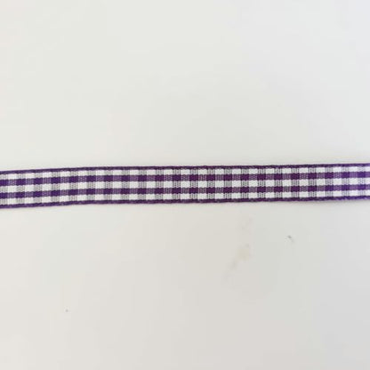 Dark Purple and White Woven Edge Plaid Ribbon 100% Polyester Gingham Ribbon 25 Yards Each Roll (75 Foot)