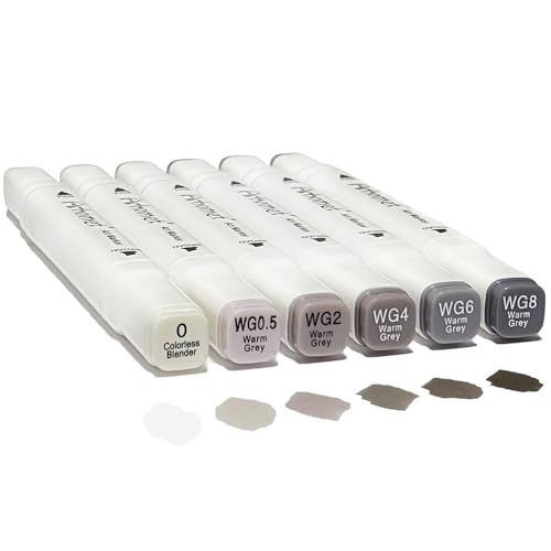 6 Colors Warm Grey Gray Alcohol Markers Set (6 Count)