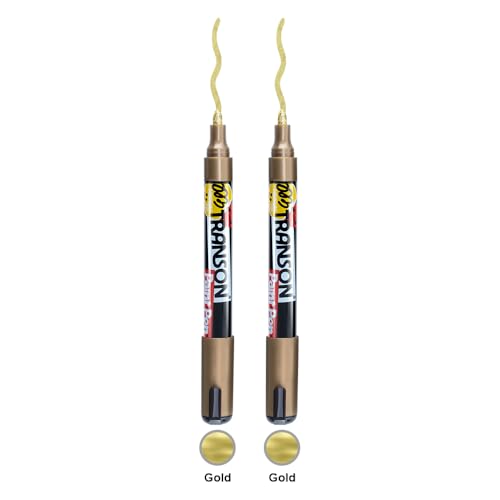 2 Gold Permanent Paint Markers for Fabric Rock Craft Diy Painting Medium Tip Oil Based Waterproof (2 Count)