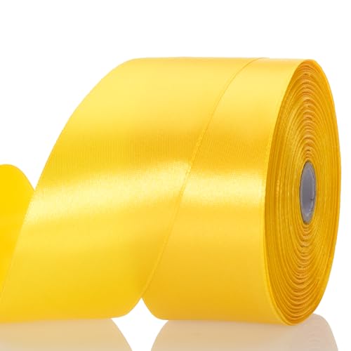 2 Inch Yellow Solid Satin Ribbon for Gift Wrapping