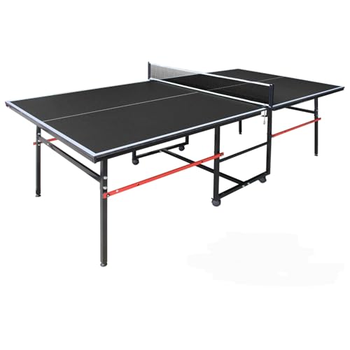 4.5FT/8FT/9FT Mid-Size Table Tennis Table (Black, 8FT)