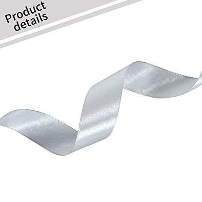 1 Inch x 100yds Silver Satin Ribbon for Crafts (300 Foot)