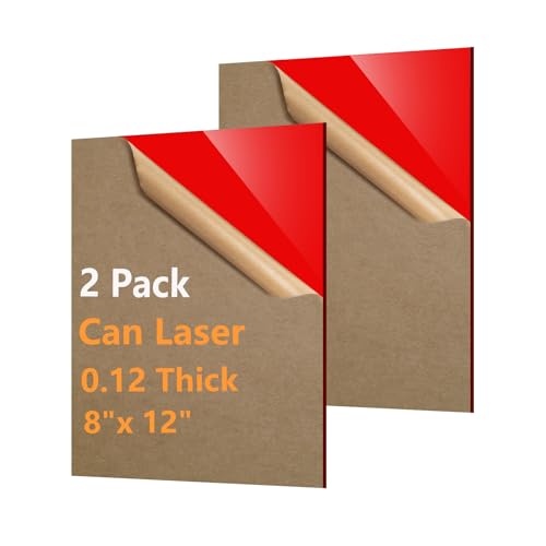 2 Pcs Red Acrylic Sheets for Laser Cutting Thick 3mm 8x12x1