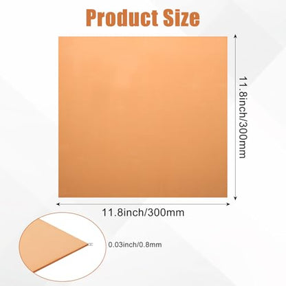 Pure Copper Sheet 12”x 12”x 0.03”