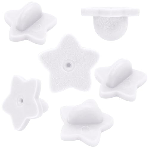 100 Pack White Star Shape Rubber Pin Backs (100 Count)