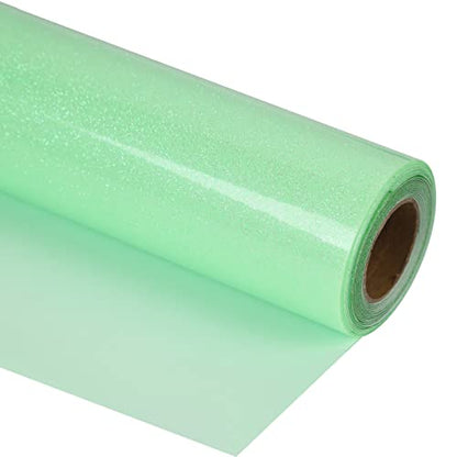 Heat Transfer Vinyl Glow Light Green Glitter HTV