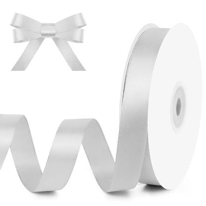 5 8" x 50 Yards Silvery Satin Ribbon Crafts Gift Wrapping