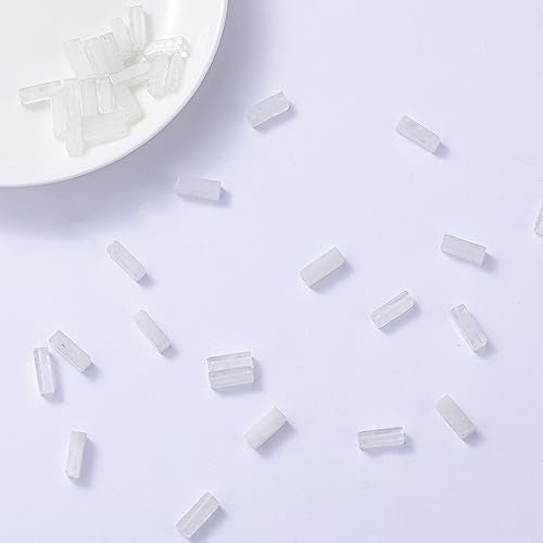 Natural White Crystal Rectangle Tube Beads 4x13mm 38cm (28 Count)