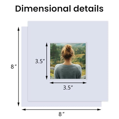 5 Pack Acid Free 8x8 White Picture Mats Board Kit for 4x4
