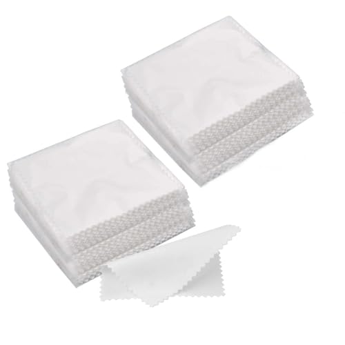 100pcs Jewelry Cleaning Cloth White Polishing Cloth for Sterling Silver Gold Platinum Small Silver Polish 8x8cm (100 Count)
