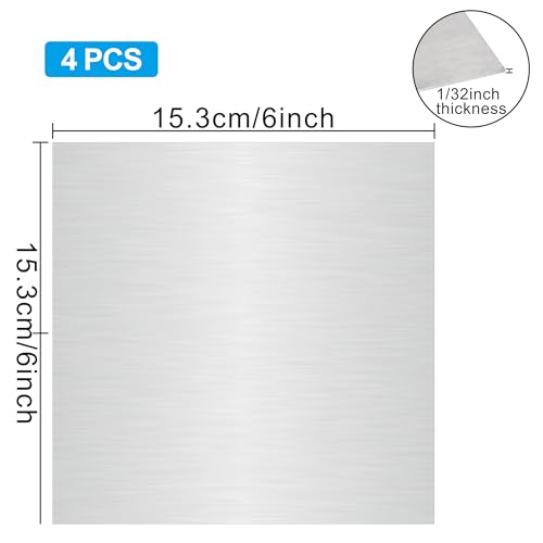 4PCS Stainless Steel Metal 6"" x 6"" x 1