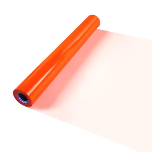 Neon Orange HTV Iron on Vinyl 12Inch by 12ft Roll HTV Heat Transfer Vinyl for T