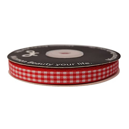 Red and White Gingham Ribbon 25 Yards Each Roll 100% Polyester (75 Foot)