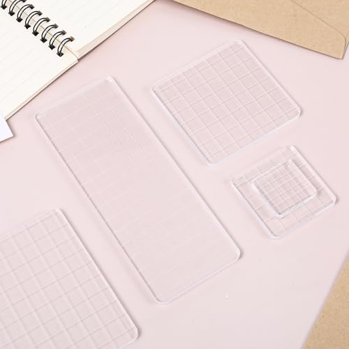 6PCS Acrylic Stamp Block with Grid Lines (6 Count)