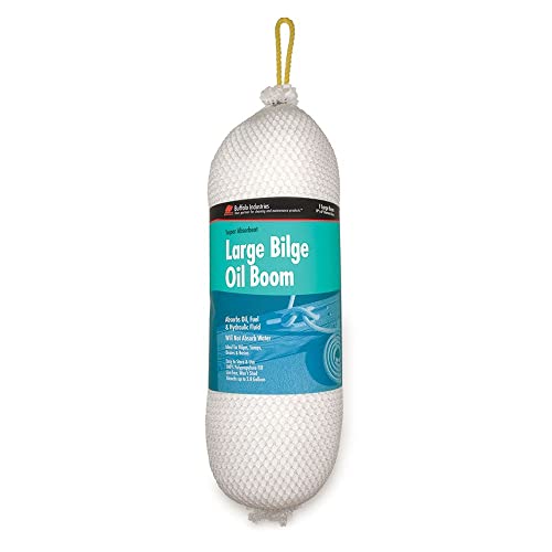 90405) 6" x 19" Oil-Only Polypropylene Sorbent Bilge Boom, Absorb up to 2.8 Gallons of Oil, Fuel and Hydraulic Fluid, for Sumps, Drains and Basins, Easy to store and use, Lint-free