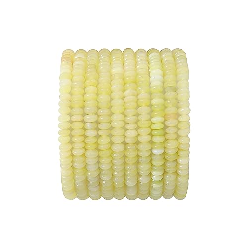 Natural Lemon Jade Disk Stone Beads 4x2mm 160pcs Rondelle Loose Semi Gemstone Beads for Jewelry Making Design (160 Count)