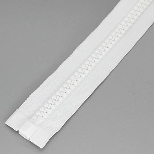 1PCS #10 84 Inch Heavy Duty Zippers for Sewing Separating Large Plastic Zippers White Tape with Double Pull Tab Slider