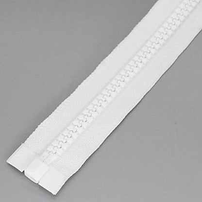 1PCS #10 84 Inch Heavy Duty Zippers for Sewing Separating Large Plastic Zippers White Tape with Double Pull Tab Slider