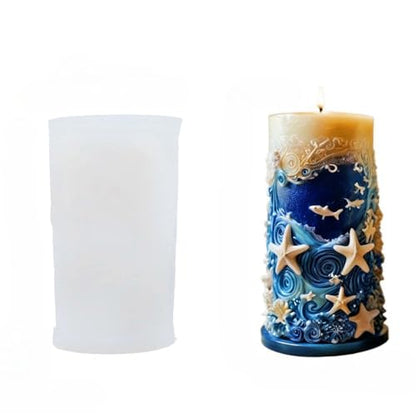 Starfish Shell Cylindrical Candle Mold