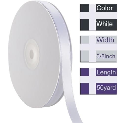 3 8 Inch White Ribbon 50Yards