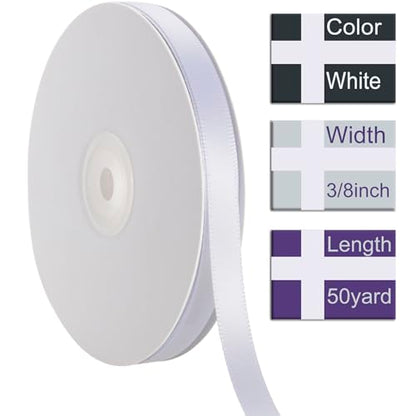 3 8 Inch White Ribbon 50Yards