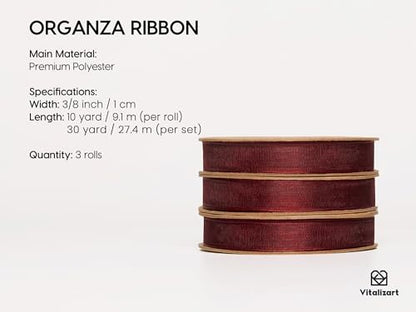 Burgundy Organza Ribbon 3 (3 Count)