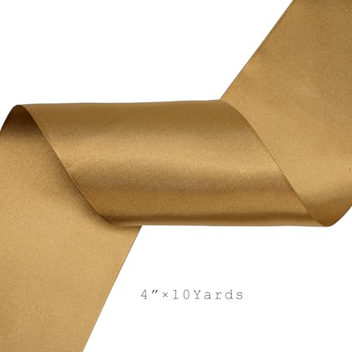 Pale Gold Satin Ribbon 4 Inch x 10 Yards Double Faced