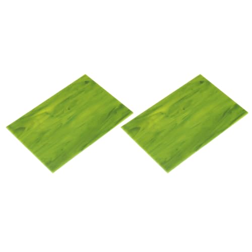 2 Pcs Stained Glass Sheet Mosaic Tile 7.9 Inch x 5.9 Inch Green Stained Glass Sheets for Crafts DIY Art Project