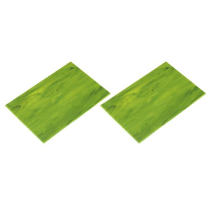 2 Pcs Stained Glass Sheet Mosaic Tile 7.9 Inch x 5.9 Inch Green Stained Glass Sheets for Crafts DIY Art Project