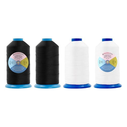Size 138 420D T135 Black White Bonded Nylon Thread (15000 Foot)