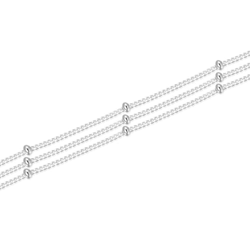 10 Feet Real Sterling Silver 1.8mm Beaded Curb Chain Link Findings