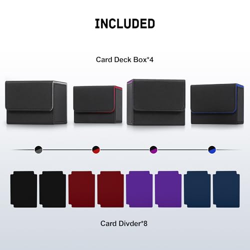 4PCS MTG Deck Box Holds 120+ Single Sleeved Cards Commander Deck Box (4 Count)