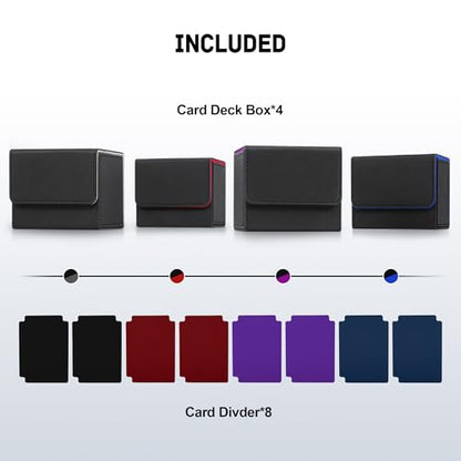 4PCS MTG Deck Box Holds 120+ Single Sleeved Cards Commander Deck Box (4 Count)