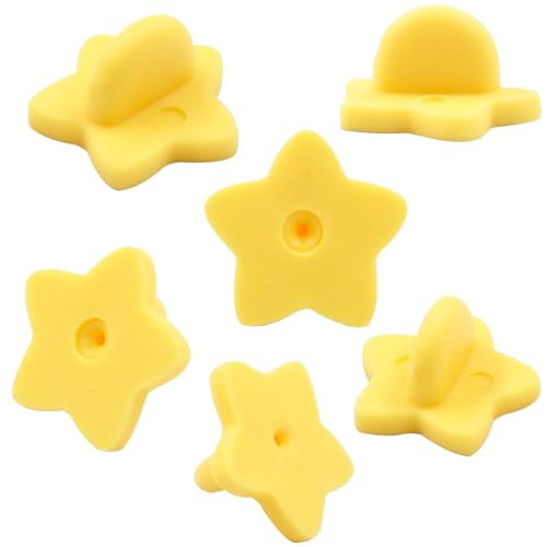 100 Pack Yellow Star Shape Rubber Pin Backs (100 Count)