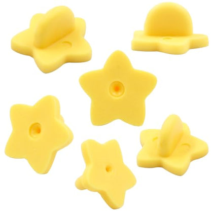 100 Pack Yellow Star Shape Rubber Pin Backs (100 Count)