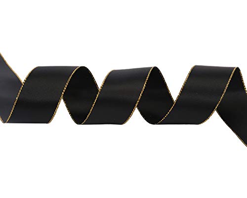 1" Inch Double Faced Satin Ribbon 25 Yards with Gold Edges