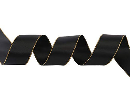 1" Inch Double Faced Satin Ribbon 25 Yards with Gold Edges