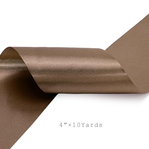 Brown Satin Ribbon 4 Inch x 10 Yards Double Faced