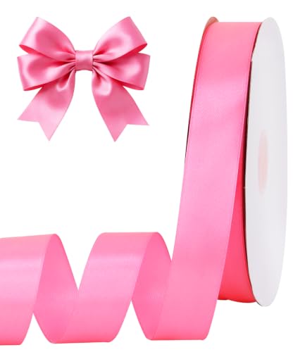 1 Inch x 100yds Dark Pink Satin Ribbon for Crafts
